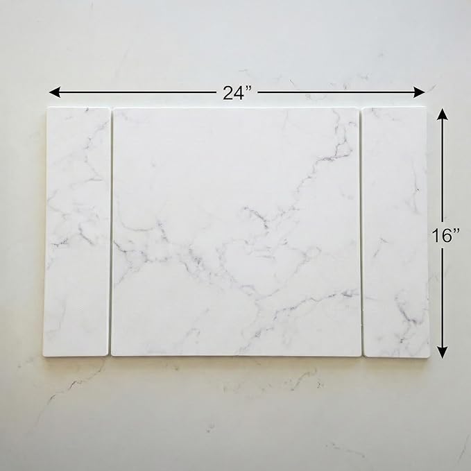 Selegna Collapsible Stone Drying Mat for Kitchen Counter – Tri-Panel Dish Drying Mat Made from Diatomaceous Earth | Quick Dry Diatomite Mat for Sink, Countertop & Dishes (White)