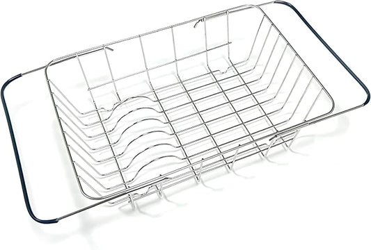 Over The Sink Dish Drainer Drying Rack - Expandable Stainless Steel in Sink Dish Drying Rack, High-Capacity, Rustproof, Easy Install, with Utensil Holder - Dish Racks for Kitchen Counter