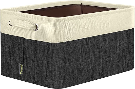 BALEINE 1 Pack Fabric Closet Storage Bins for Shelves, Linen Closet Organizers and Storage, Decorative Baskets for Organizing, Shelf, Clothes, Home, Office (Black, 12"x8"x8")