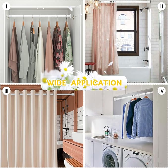 2 Pack Closet Rod,17 to 27 Inch Adjustable Closet Rods for Hanging Clothes Heavy Duty Closet Hanging Rod White Closet Poles for Wardrobes,Bathroom,Windows