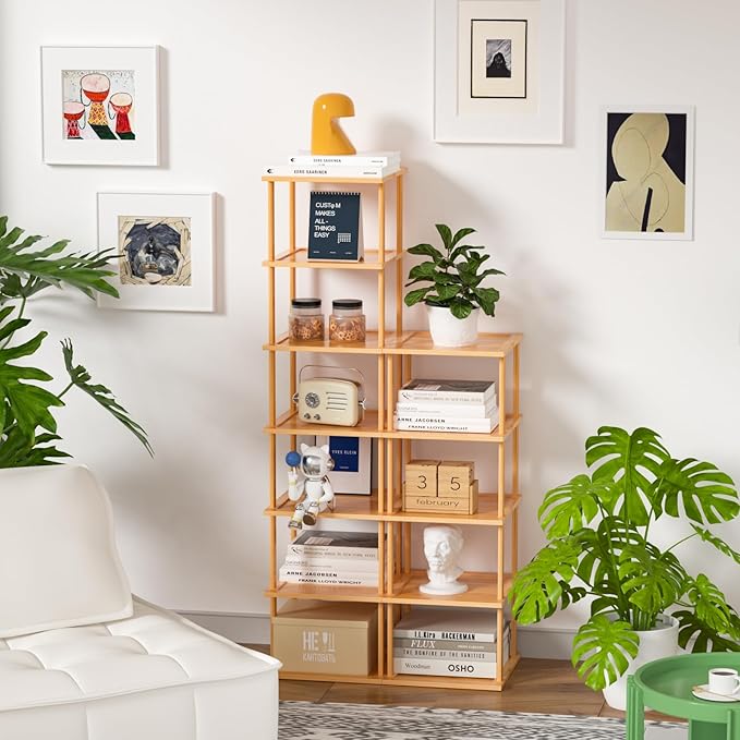 MHXW SXPN Bamboo Free Standing Shoe Rack Shelf Multi Tier Tall Wooden Stackable Shoes Rack Organizer for Closet Front Door Entrance Narrow Vertical Shoe Storage (Nature, 12 Tiers)