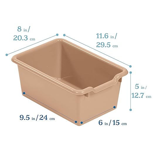 ECR4Kids Scoop Front Storage Bin, Multipurpose Organization, Sand, 5-Piece