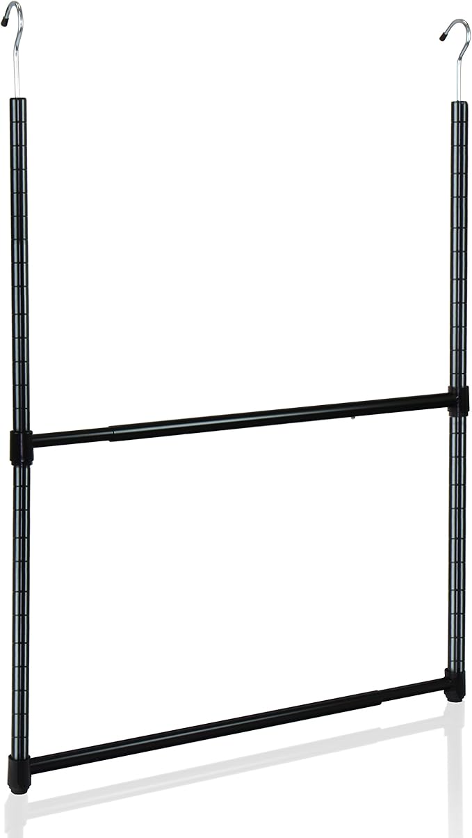 Oceanstar 2-Tier Portable Adjustable Closet Hanger Rod, Black (ACR1545B)