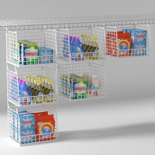 PUPPYCUTE 3 Pack Laundry Room Organization and Storage, Hanging Wire Basket for Laundry Closet Wire Shelves, Laundry Closet Organizers and Storage Basket, Heightened Version