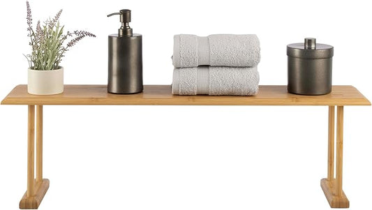 Bamboo Sink Shelf - Countertop Organizer Kitchen, Bathroom, Bedroom, Office - Space-Saving Storage for Soap, Sponges, and Cleaners by Lavish Home
