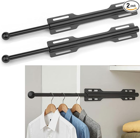 Pull-out Valet Rod for Closet 2 Pack, Black