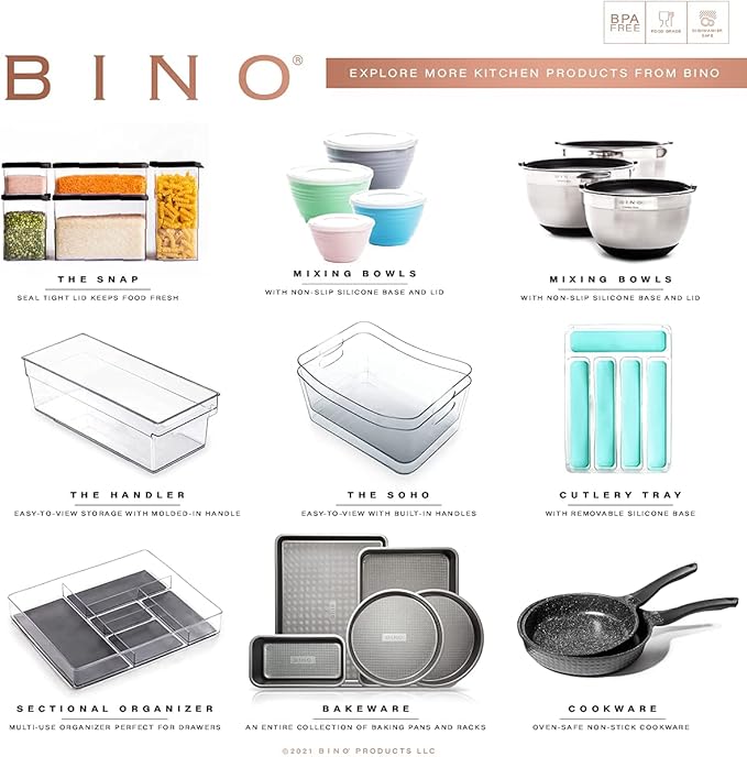 BINO Plastic Egg Container for Refrigerator - Clear, 21 Count, Sturdy, Durable