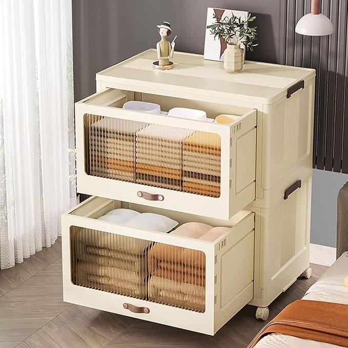 Plastic Storage Containers Stackable Storage Bins, Portable Collapsible Storage Cabinet Multifunction Stackable Storage Containers for Clothing Books Snacks Sundries,45cm(45cm)