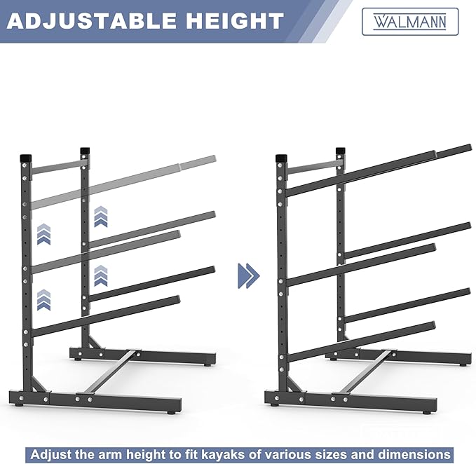 WALMANN Garage Kayak Rack, Heavy-Duty Metal Kayak Storage Rack Adjustable Freestanding Kayak Stand