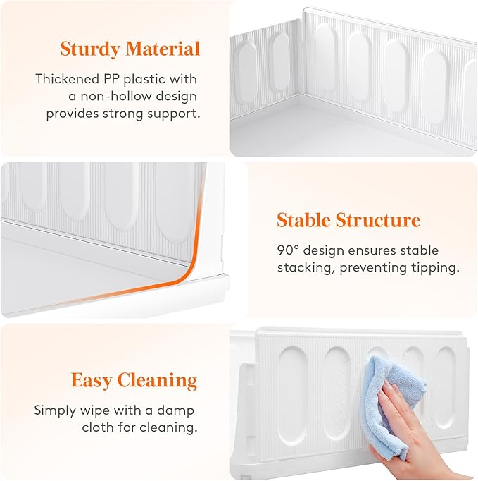 Lifewit 8 Pack Stackable Closet Organizers and Storage Basket for Clothes, Plastic Sweater Storage Bins for Wardrobe, Multifunctional Pants Organizer for RV, Pantry, Kitchen, Dorm, 32 cm/12.6 inch(L)