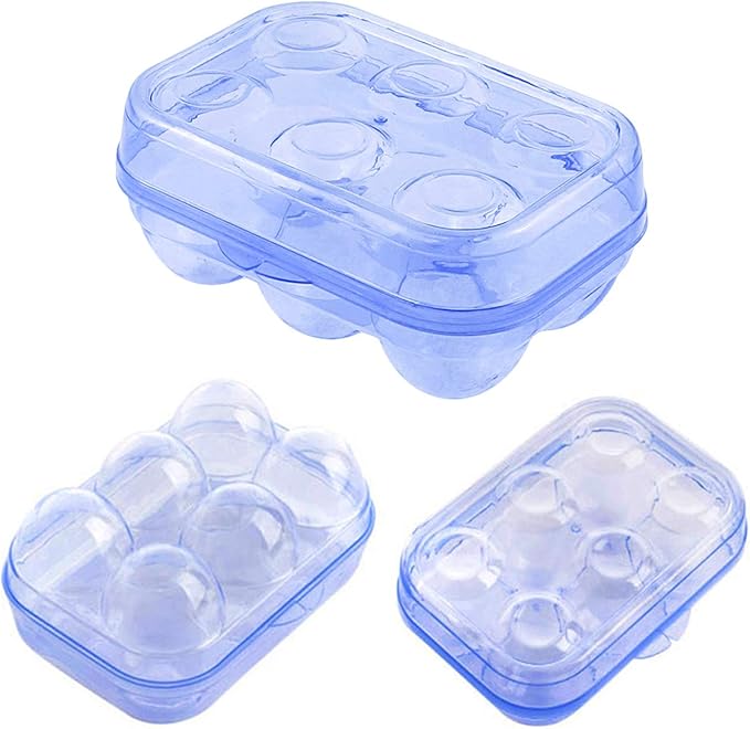 YOHA Clear Egg Storage Box Delicate 6 Girds Egg Dispenser Holder Case Refrigerator Crisper Camping Picnic Travel Portable Egg Carriage,Blue-6
