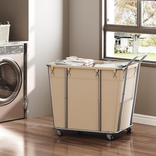 CHOEZON Laundry Sorter, 313L Large Laundry Basket, Rolling Hamper, Minimalist Laundry Organizer on Wheels, for Laundry Room, Bedroom, Guest Room, Beige TXY09WM