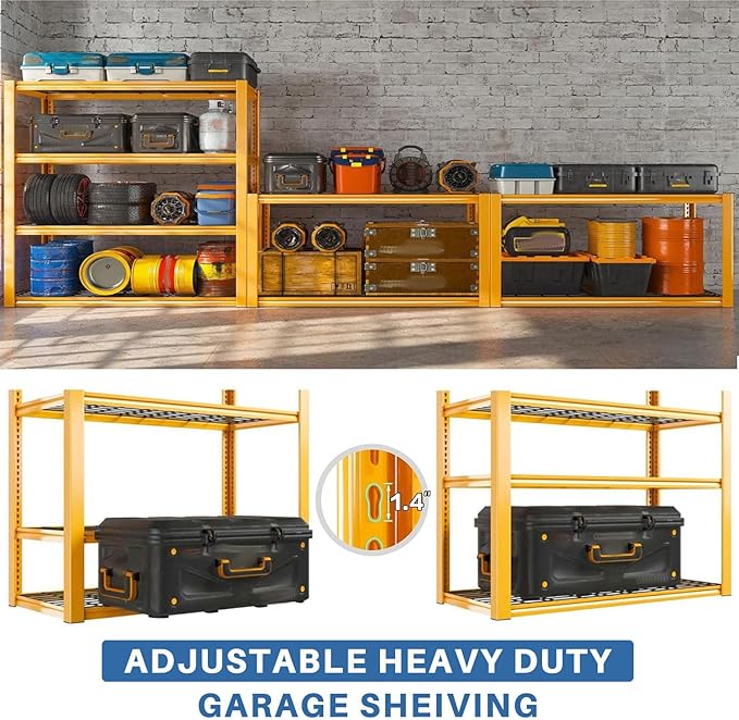 REIBII 40" W Heavy Duty Metal Shelving 2240 LBS Load Capacity 4 Tier Adjustable Retail Display Shelving for Storage Garage Shelves for Basement Warehouse 40" W × 19.5" D × 59.5" H, 2 Pack