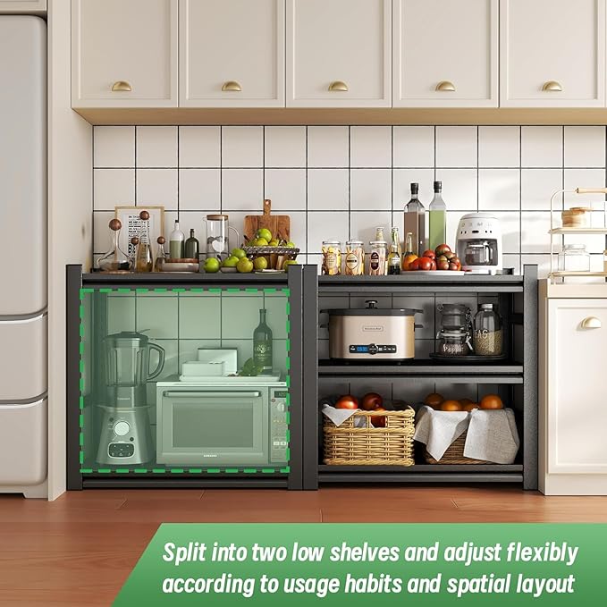3-Tier Storage Shelves, Adjustable Pantry Shelves，KitchenStorage Standing Baker's Racks, Shelving Unit for Kitchen, Living Room, Dinning Room, Coffee Bar (31.5'H×24'W×12'D)