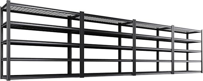 Set of 4 Heavy Duty Garage Shelving 5T Storage Shelves, Adjustable Metal Shelving Unit, Utility Garage Organizer Shelf for Basement, Pantry, Warehouse, Supermarket, 59" W x 19.7" D x 72" H
