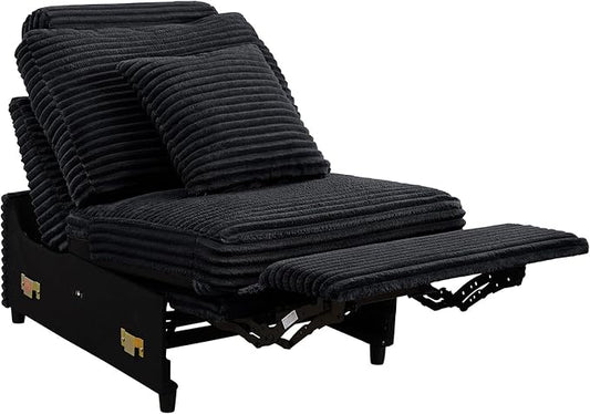 LEVNARY Modular Power Recliner Chair, Faux Rabbit Fur Upholstered Single Seat with Electric Lift Function, Compatible with Modular Sofa System (Black)
