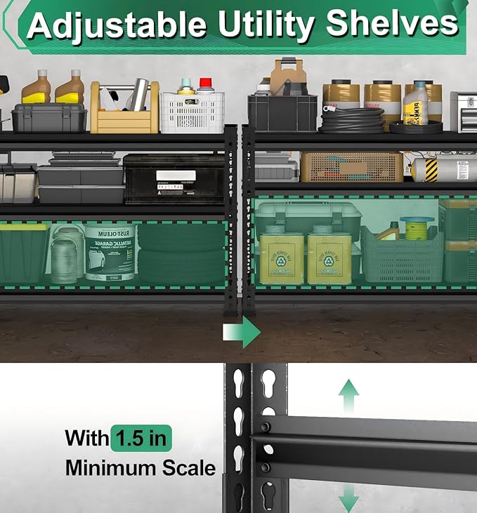 Metal Storage Garage Shelving: 40''W 1,200 Lbs Heavy Duty Steel Utility Storage, 3 Tier Adjustable Rack Units Adjustable Black 40" W x 16" D x 36" H