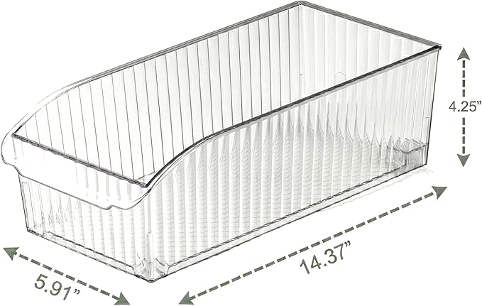 BINO | Plastic Storage Bins with Wheels, Large | THE ROLLER COLLECTION | Clear Storage Bins for Organization | Clear Containers for Pantry | Fridge & Freezer Organizer Bin Cabinet & Pantry Organizers