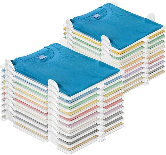 Accenter Tshirt Organizer for Closet Storage,Closet Shelves for Bedroom Storage,Stackable Storage Bins for Home Storage,Sturdy and Durable, Clothes Folder,20-Pack