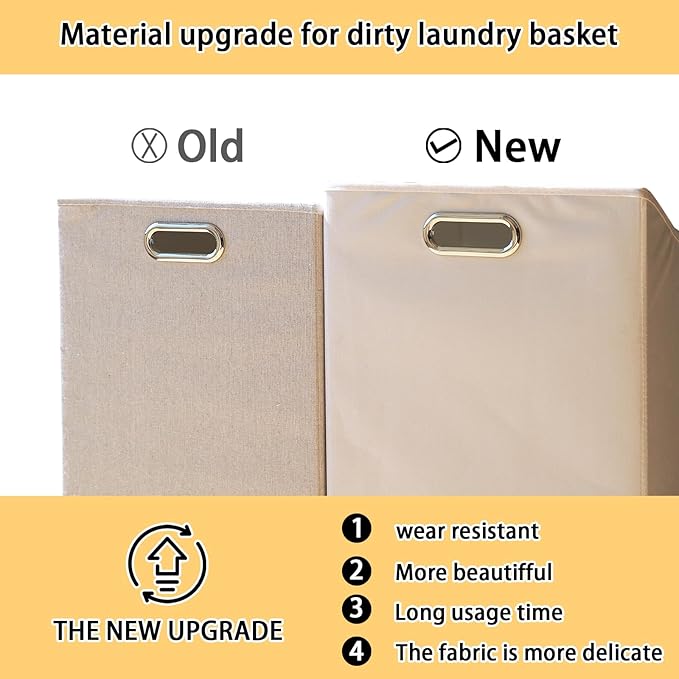 Baveke Bamboo Laundry Hamper with 3 Tier Shelves & Tilt Out Basket, Laundry Baskets Organizer Hampers Bathroom Storage Shelf for Laundry Room, Bathroom, Guest Room（3-Tier, Large）