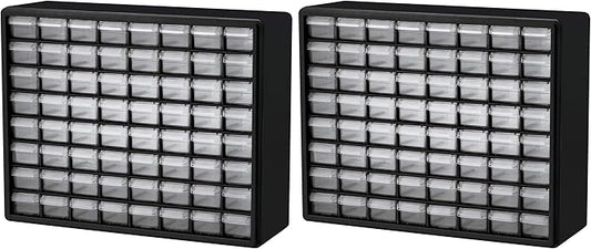 Akro-Mils 64-Drawer Plastic Storage Cabinet, 20-Inch W x 6-Inch D x 16-Inch H | Black | Model 10164 | Garage Organization