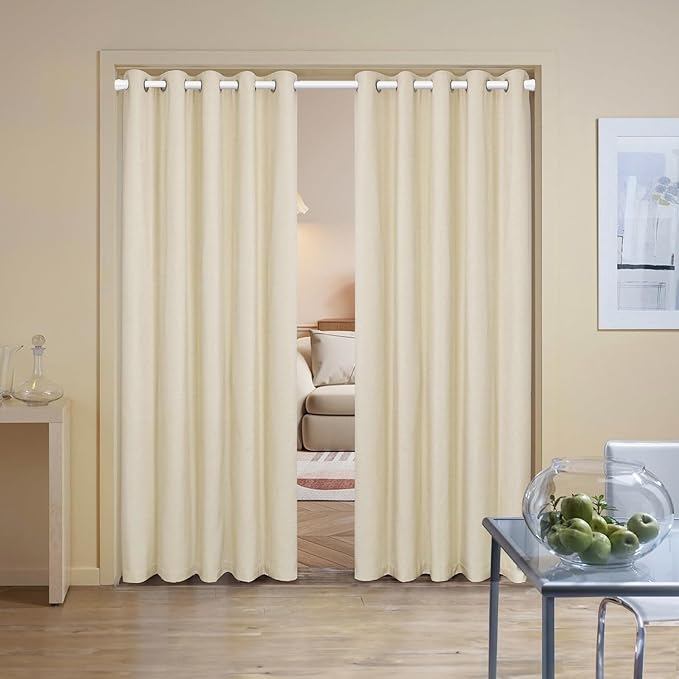 MEXAU 1Pack tension rods 29 to 64 inches White tension rod curtain rods no drilling Anti-Slip tension curtain rods adjustable curtain rod spring rod for Windows Doorway Closet Door