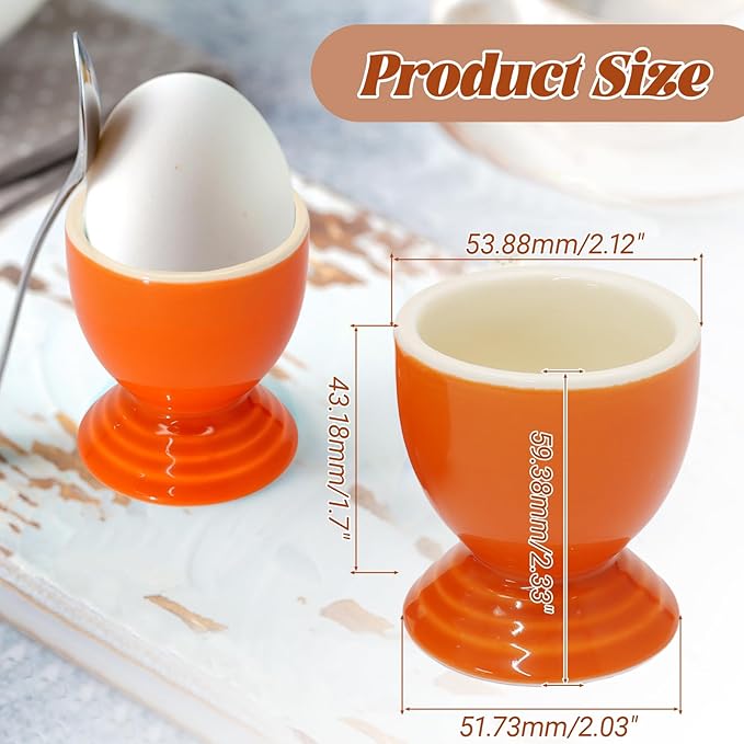 Orange Egg Cup, Ceramic Boiled Egg Holder Stoneware Porcelain Holder Gift Set Breakfast Cooking/Childhood Memories