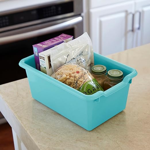 ECR4Kids Scoop Front Storage Bin, Multipurpose Organization, Seafoam, 15-Piece