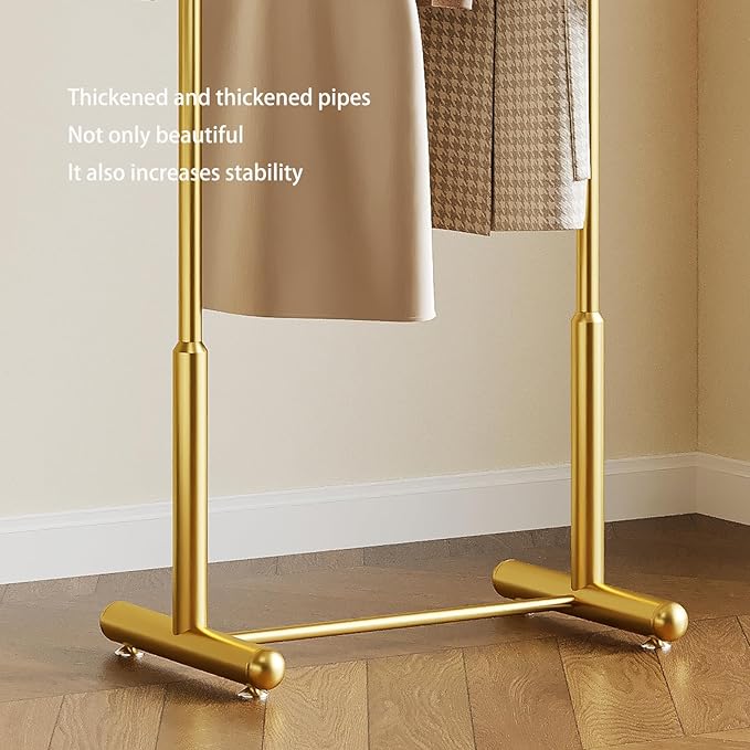 Modern Gold Arch Clothing Rack – Freestanding Garment Rack for Hanging Clothes,Heavy Duty Coat Rack,Metal Small Clothes Rack for Bedroom,Closet or Boutique Display