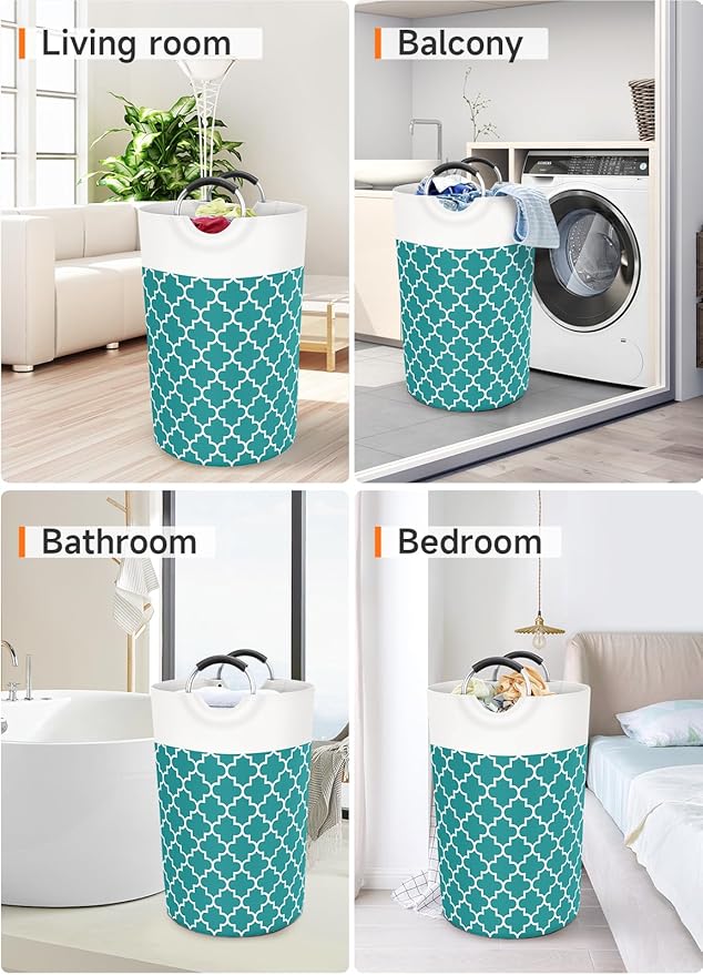 Fabspace Large Laundry Basket Laundry Hamper Bag Washing Bin Clothes Bag Collapsible Tall With Handles Waterproof Travel Bathroom College Essentials Storage For College Dorm, Family (Green)115L