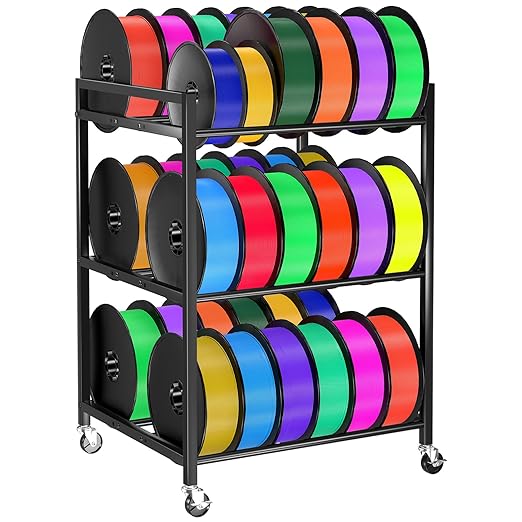 3D Printer Filament Storage Rack,Rolling Filament Spool Holders with Wheels,3-Tier Heavy Duty 3D Filament Storage Rack for PLA/ABS/TPU/Nylon,Filaments Organzied for Home,Office Workshop,Studio