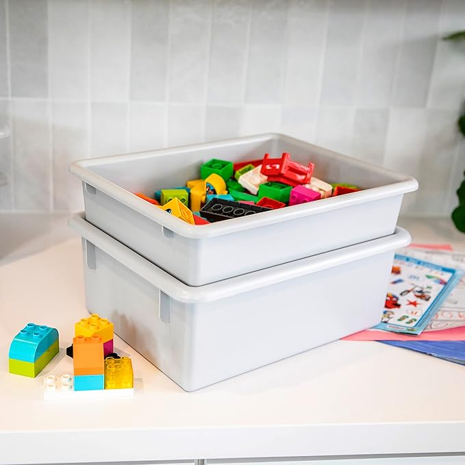 ECR4Kids Letter Size Tray with Lid, Storage Bin, Contemporary, 10-Piece