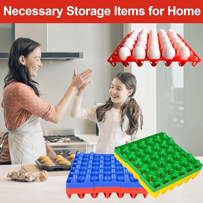 16 Pack Plastic Egg Tray Egg Crates, 30 Egg Flats Stackable, Reusable Egg Storage Trays for Chicken Coop & Farm, Large Plastic Egg Holder for Collecting, Storing & Transporting Eggs