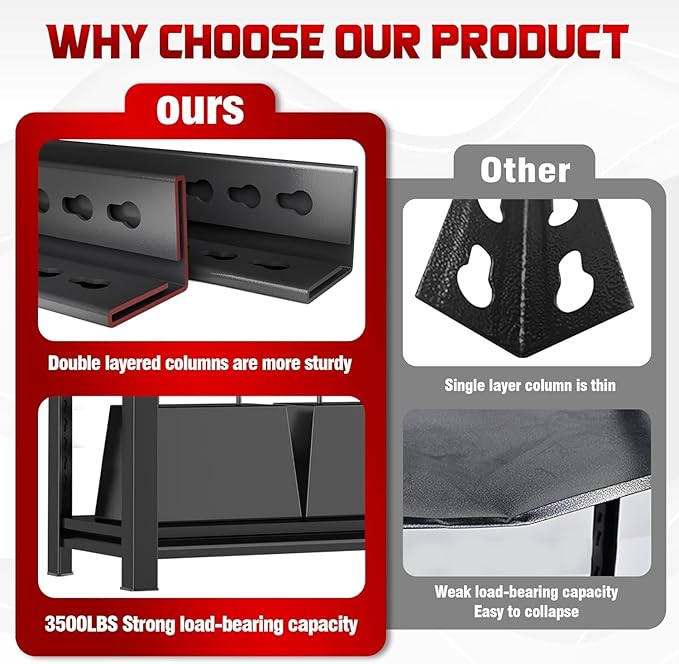 44''H*36W'' Garage Shelving Metal Garage Shelf Unit 4-Tier Storage Shelves Heavy Duty Shelf Organizer Industrial Shelves for Warehouse Basement Kitchen Pantry Commercial, Black