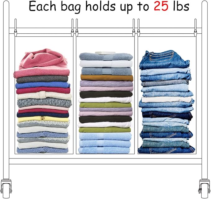 Laundry Sorter 4 Section, 4-Bag Heavy Duty Rolling Laundry Hamper Cart, Laundry Basket Organizer With Wheels and Removable Bags, Laundry Room Organization For Dirty Clothes Storage, BROWN