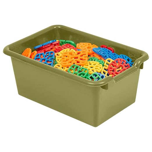 ECR4Kids Scoop Front Storage Bin, Multipurpose Organization, Fern Green, 5-Piece