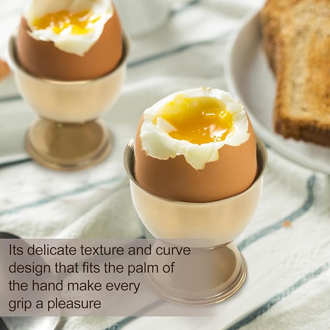 Bonsicoky 4 Pcs Gold Egg Cups - Stainless Steel Egg Holder - Egg Tray Kitchen Tool for Soft & Hard Boiled Eggs