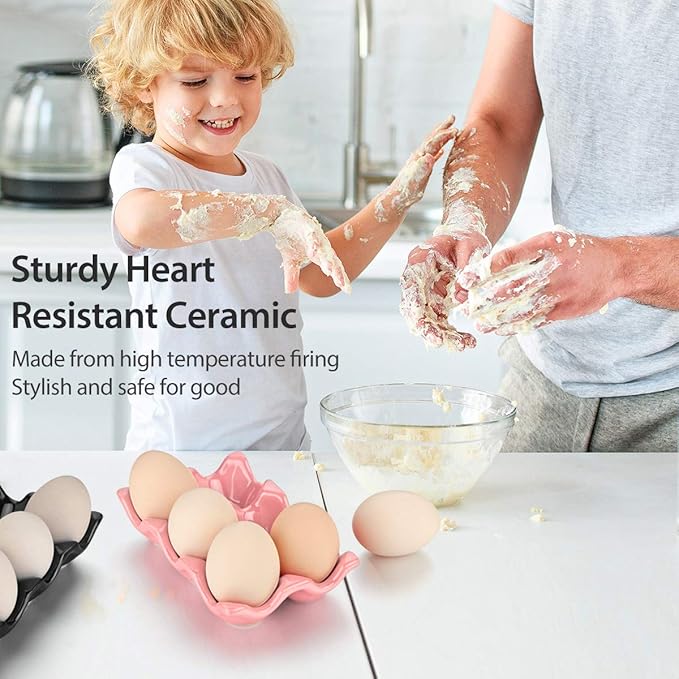 Ceramic 6 Cup Egg Tray Holder (Pink)
