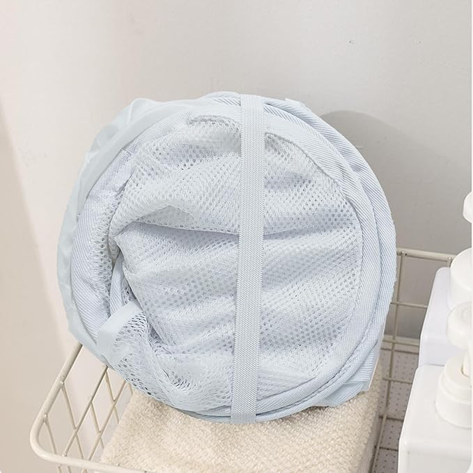 2Pcs Pop Up Hampers for Cruise, Folding Laundry Basket Space Saving Design, Dirty Clothes Hamper for Bedroom, Hotel, RV, Travel (White+Beige)