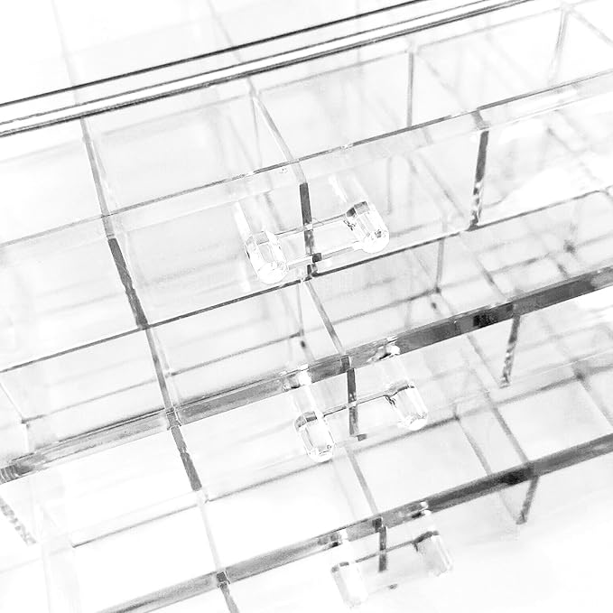 Acrylic Transparent Earrings Jewelry Organizer with 3 Drawers 72 grids, Stackable Necklace Rings Display Storage Case Box Holder, Clear