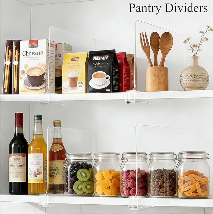 Acrylic Shelf Dividers for Closet Organization: Clear Handbag Purse Organizer for Closet - Shelf Separators for Sweater Sweatshirt Clothes Towel in Bedroom Kitchen, 12Pack