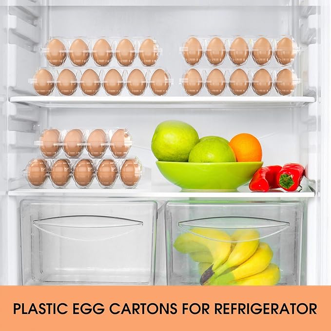 180 Pack Egg Cartons Cheap Bulk 12 Count Clear Plastic Egg Containers for Chicken Eggs, Reusable Egg Holder for Home Ranch Farm Commercial Market Display, Plastic Egg Packaging for Craft Projects