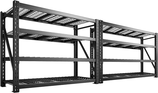 Bepatio 9400LBS Garage Shelving Heavy Duty, 72'H Storage Shelves Metal Shelving Unit, 4Tire Storage Rack Shelf,Adjustable Industrial Shelving for Warehouse Commercial,72'Hx68'Wx23.7'D,2PCS