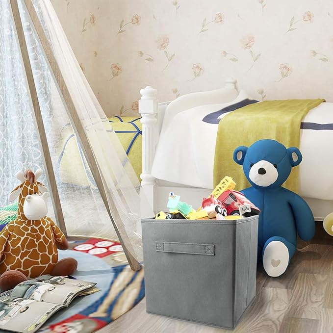 EBIGIC Mini Size 1-Pack Cube Storage Bins 9.0"x7.5"x7.5" Fabirc Foldable Closet Toy Organizer Collapsible Cloth Gray
