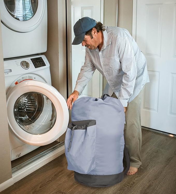 VividPaw Laundry Bag Extra Large Heavy Duty, Laundry Backpack for College students, Travel Laundry Bags with Adjustable Strap, Dirty Clothes Hamper, College Dorm Room Essentials (Grey)