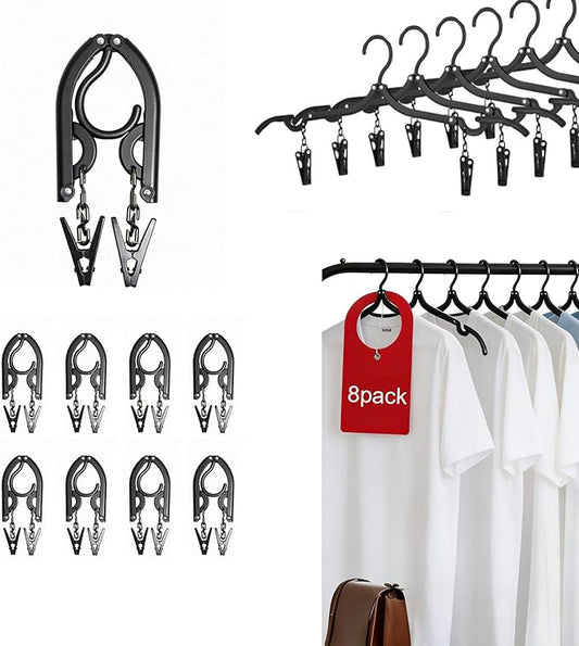8Pcs Travel Hangers with Clips for Cruise Foldable Hangers - Portable Folding Clothes Hangers Travel Accessories Foldable Clothes Drying Rack Cruise Essentials