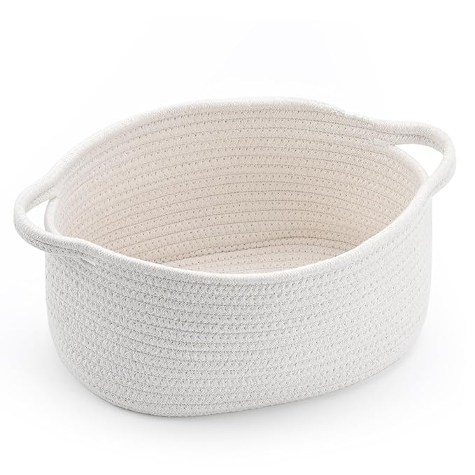 Happyiren Cute Woven Storage Basket with Handle, Baskets for Gifts Empty, Gift Baskets for Mothers Day Graduation Baby Shower Burr, Decorative Organizer Container for Nursery, 13" D x 8" W x 6" H