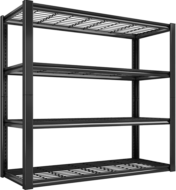 REIBII 40" W Garage Shelving 2240 LBS Heavy Duty Storage Shelves Adjustable Industrial Metal Shelving Unit 4 Tier Garage Storage Shelf for Kitchen Pantry Warehouse Basement Commercial 19.5"D × 59.5"H