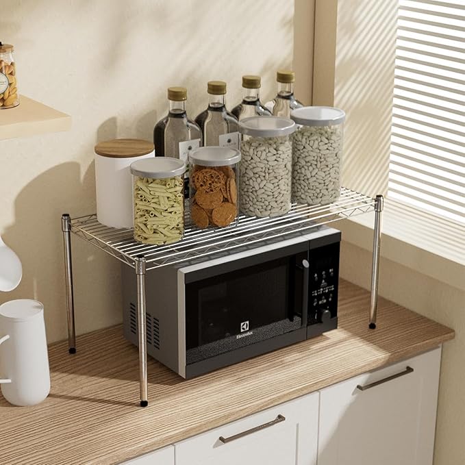 Simple Deluxe 1-Tier Shelving Unit, 29.92" W x 13.78" D x 14.96" H Steel Organizer Wire Rack, Chrome