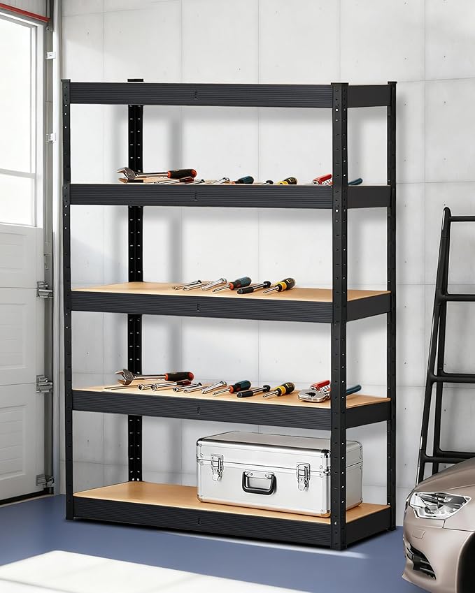 Garage Storage Shelves,36x24x72 Garage Shelving Heavy Duty Metal Adjustable Garage Shelves,5-Tier Adjustable Shelving Units,Loads 2500 LBS,Metal Storage Utility Racks for Warehouse